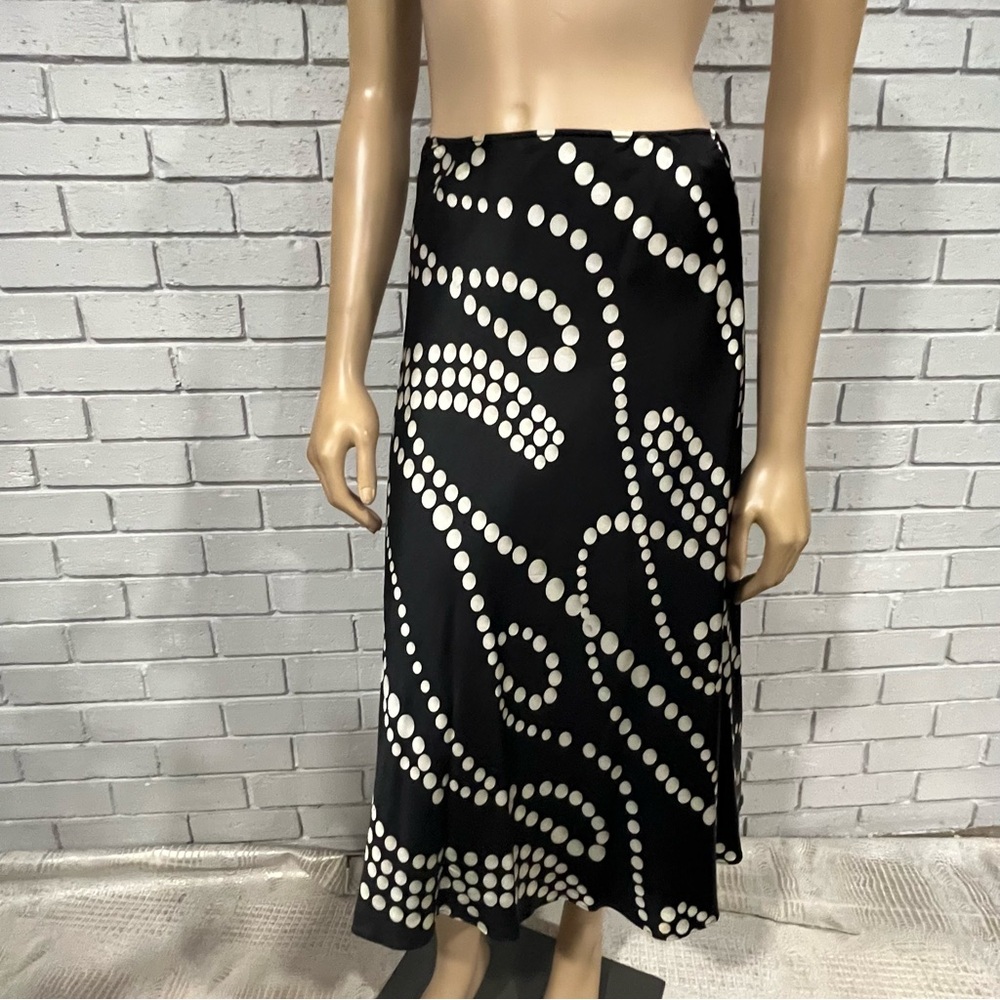 Vintage Y2K Black Silk Pearl‎ Print Skirt